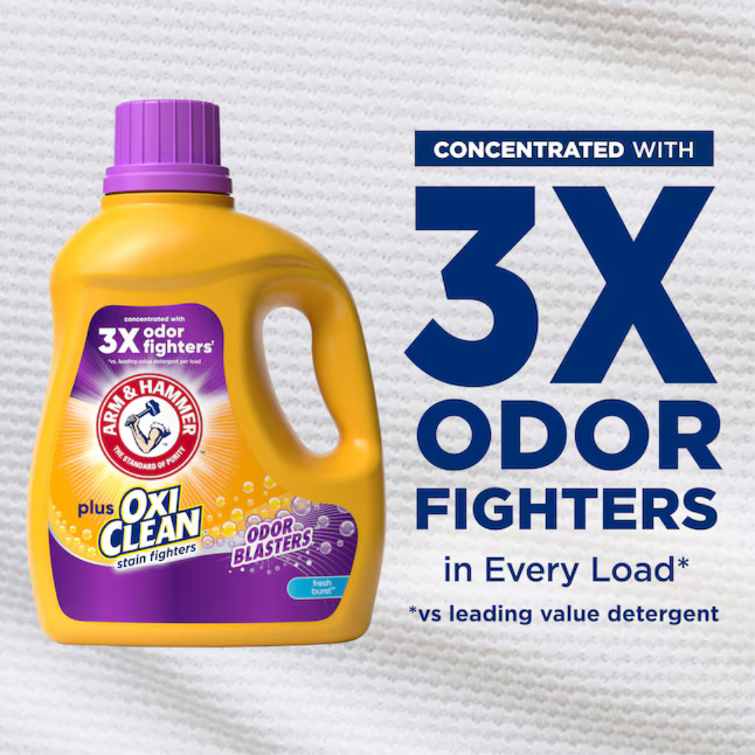 3 Pack Arm & Hammer Laundry Detergent, Fresh Burst, HE Liquid, 74 Loads, 96.2 oz