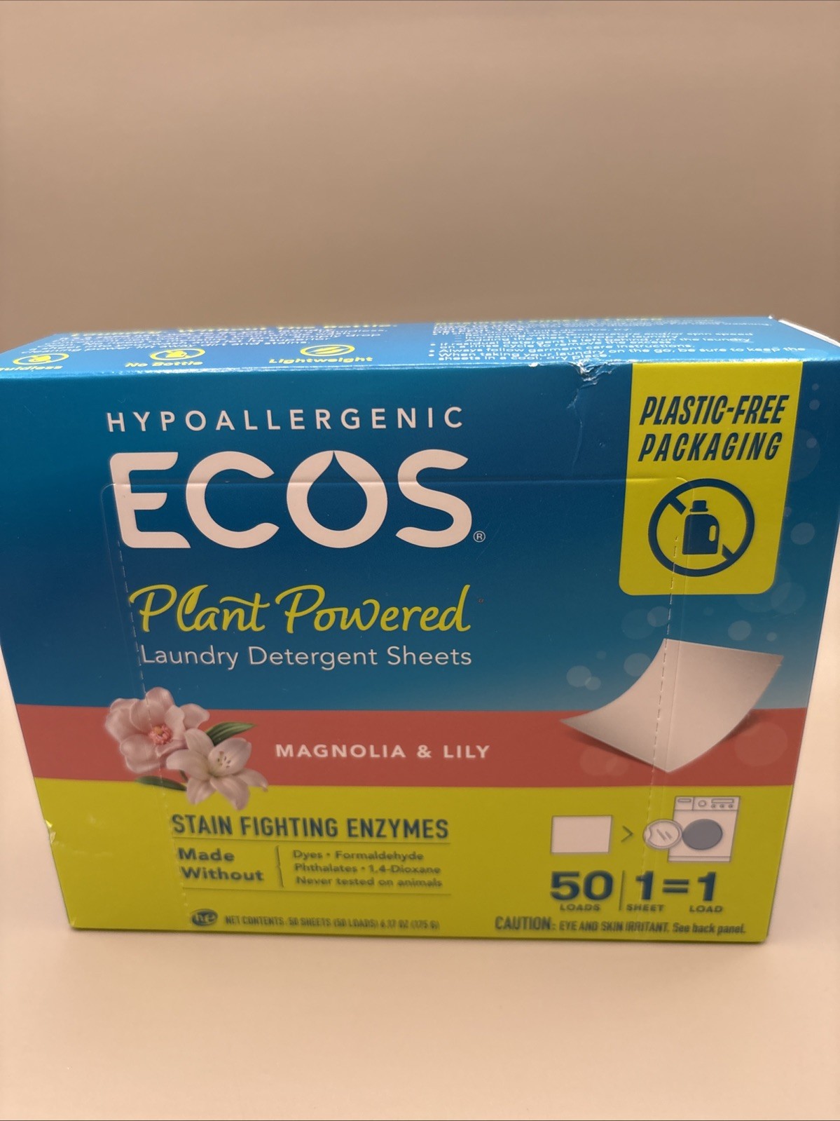 ECOS Laundry Detergent Sheets Magnolia & Lily 50 Count Plant Powered NEW