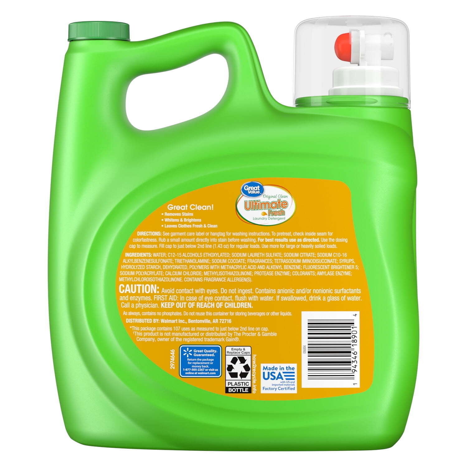 Ultimate Fresh Laundry Detergent, Original Clean, 154 fl oz, 107 Loads