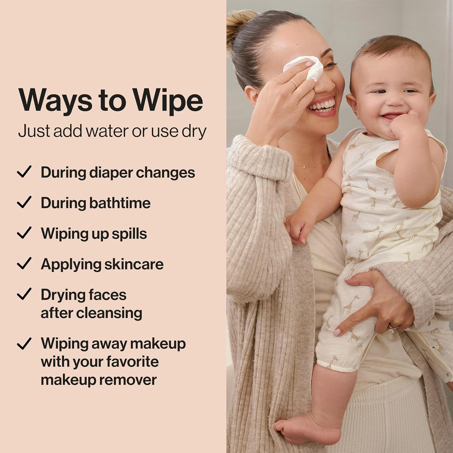 100% Pure Organic Cotton Dry Wipes | Multi-Use Disposable Facial Cloth and Baby