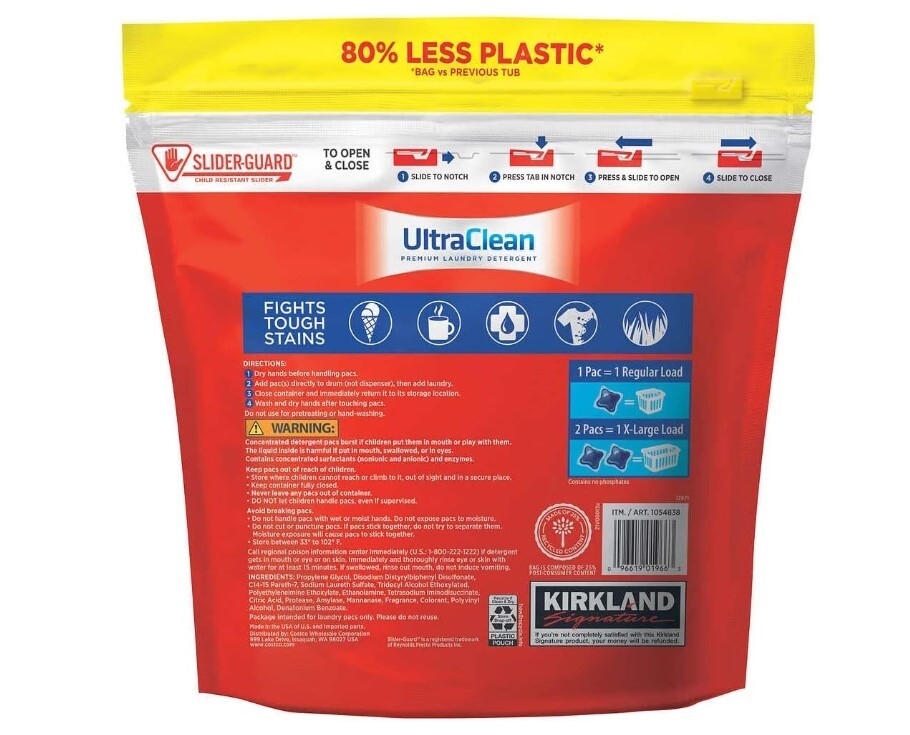 Kirkland Signature Ultra Clean Laundry Detergent, 107.2 Ounces – 152 Pacs