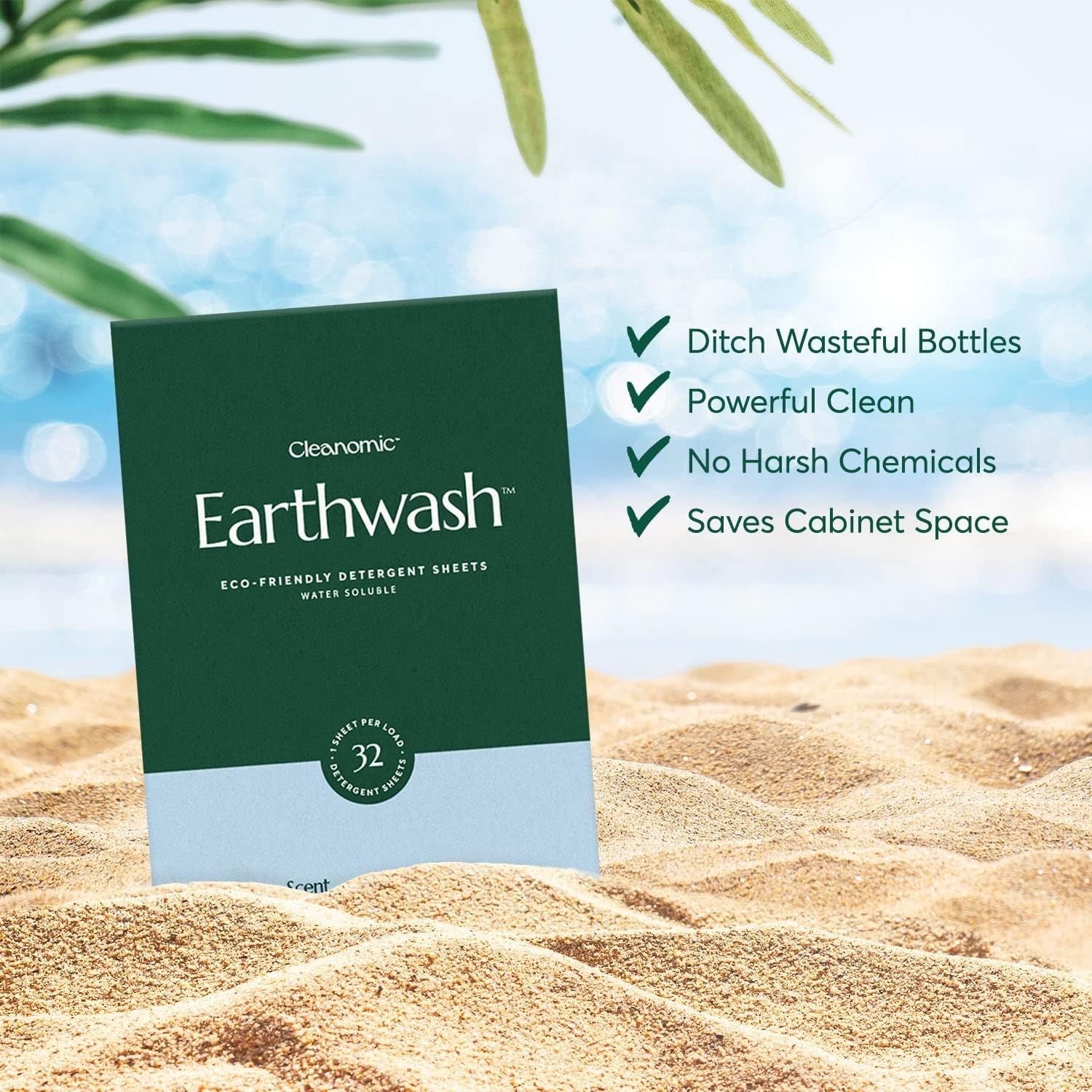 earthwash Laundry Sheets, Ocean Breeze (32 Loads), The Perfect Hypoallergenic Pl