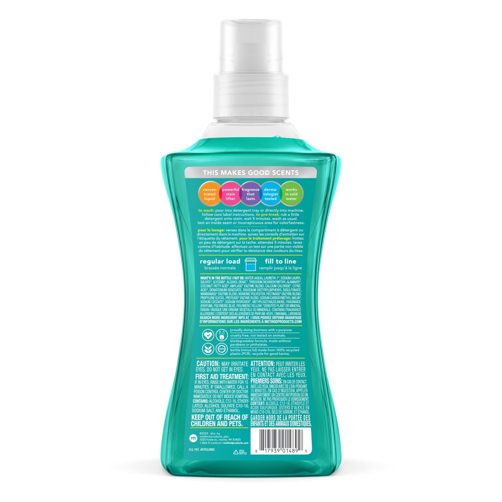 Method Liquid Laundry Detergent; Beach Sage Scent, Plant-Based Stain…