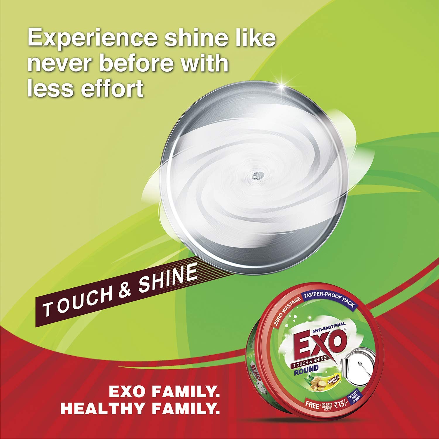 Exo Round Dishwash Bar 700g x 2 | Anti-Bacterial, Ginger, Tough Grime Cleaner