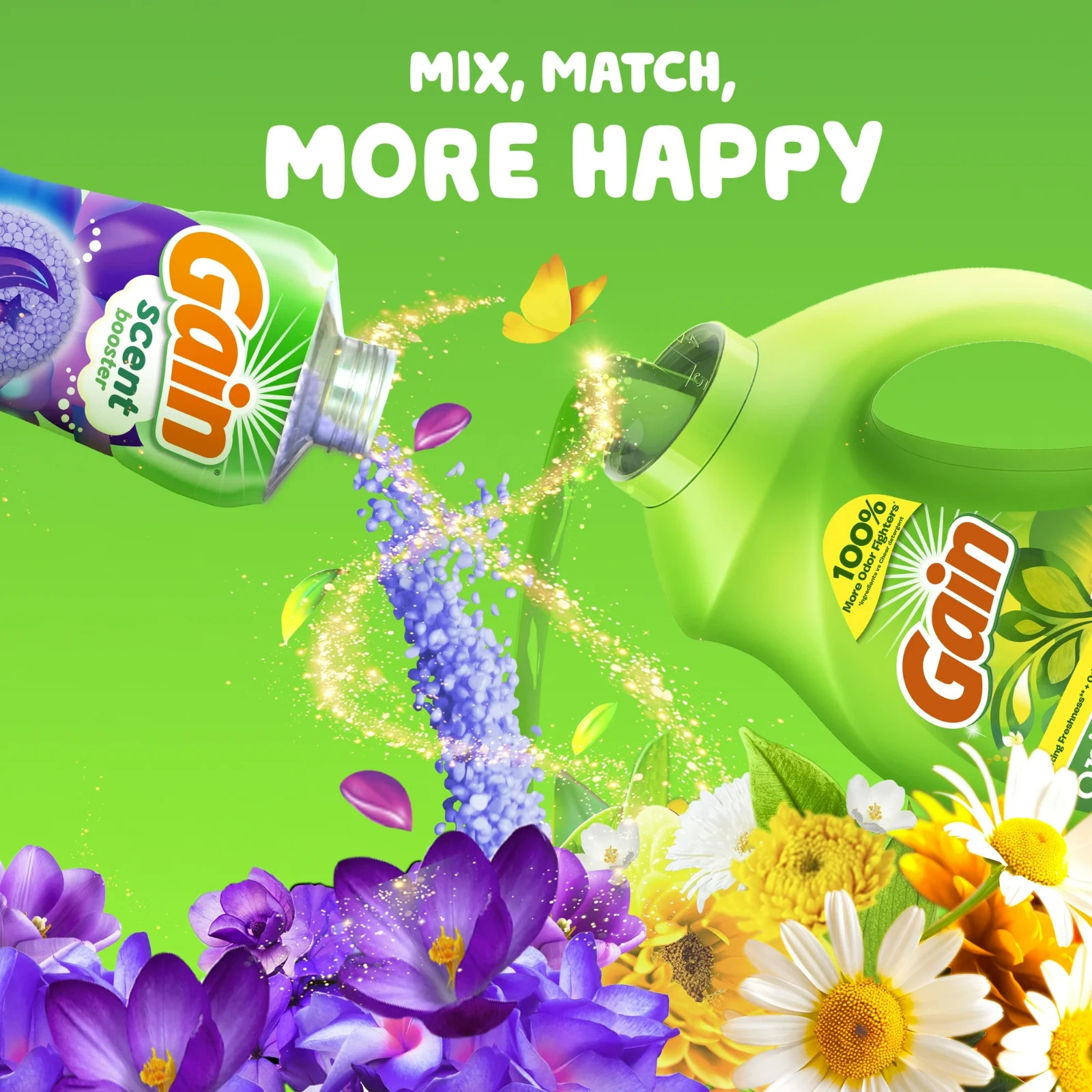 Gain Laundry Detergent Liquid with Odor Fighters, Original Scent, 154 fl oz, 107