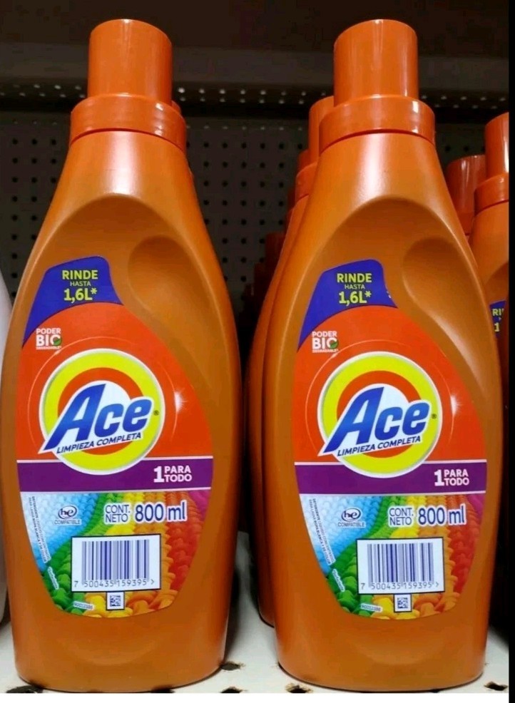 2X ACE LIQUID DETERGENT ( DETERGENTE EN LIQUIDO ) 2 OF 800ml EACH – FREE SHIP