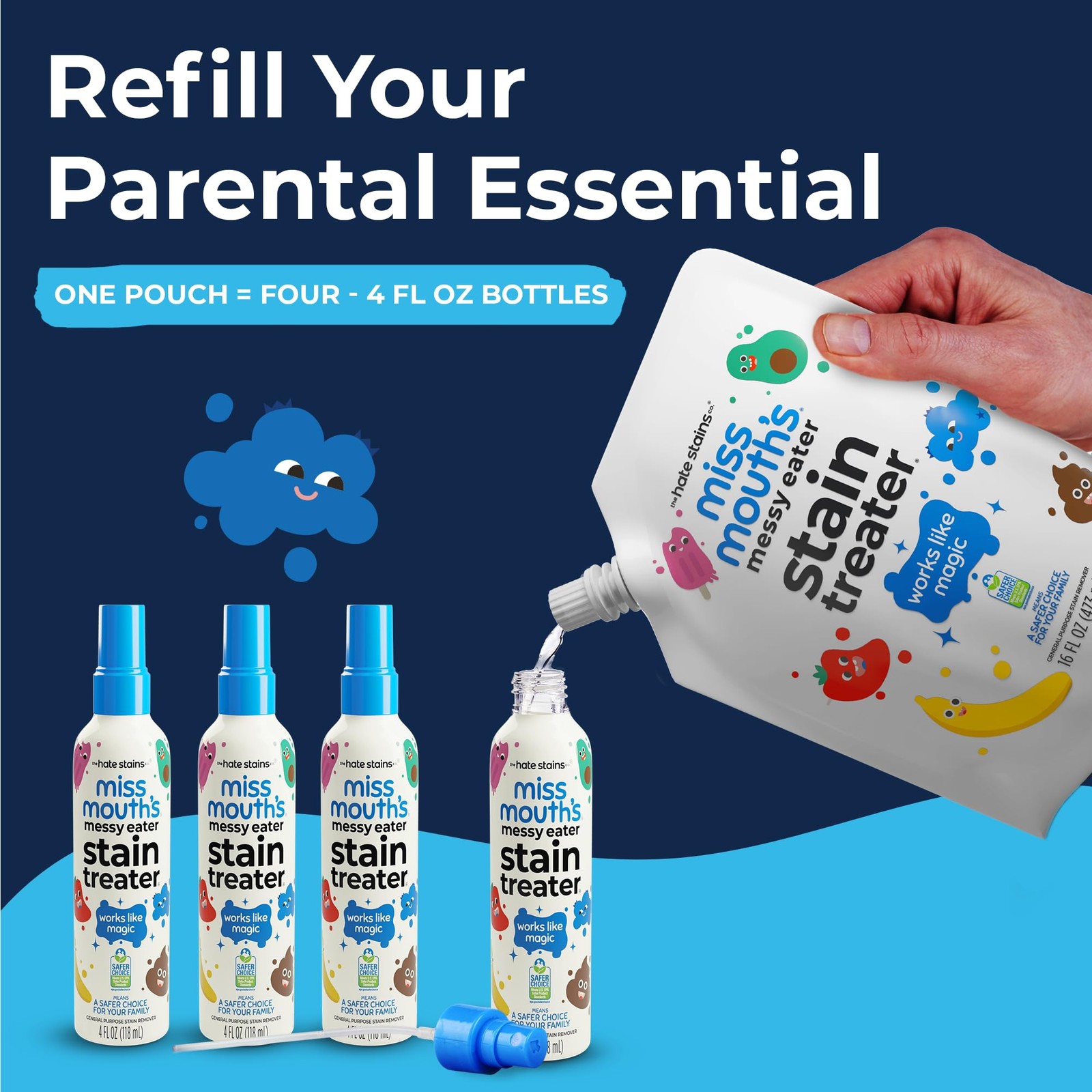 Miss Mouth’s Messy Eater Refill, Laundry Stain Remover, 16 Fl Oz (Pack of 1)
