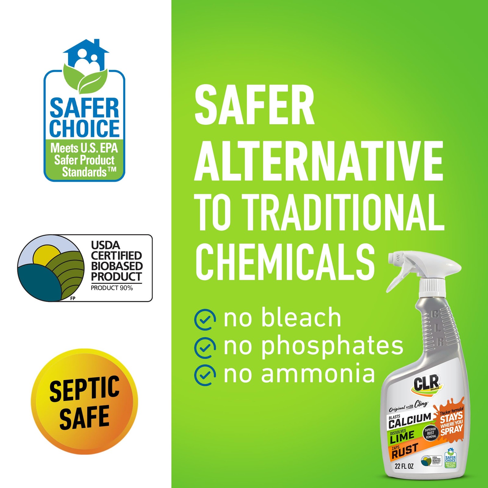 CLR Brands Calcium, Lime & Rust Remover with Cling, 22 22 Fl Oz (Pack of 1)
