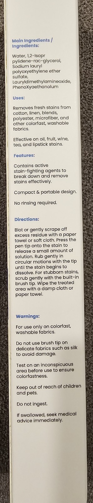 Stained Remover Pen On The Go Set Of (2) For Colorfast & Washable Fabrics