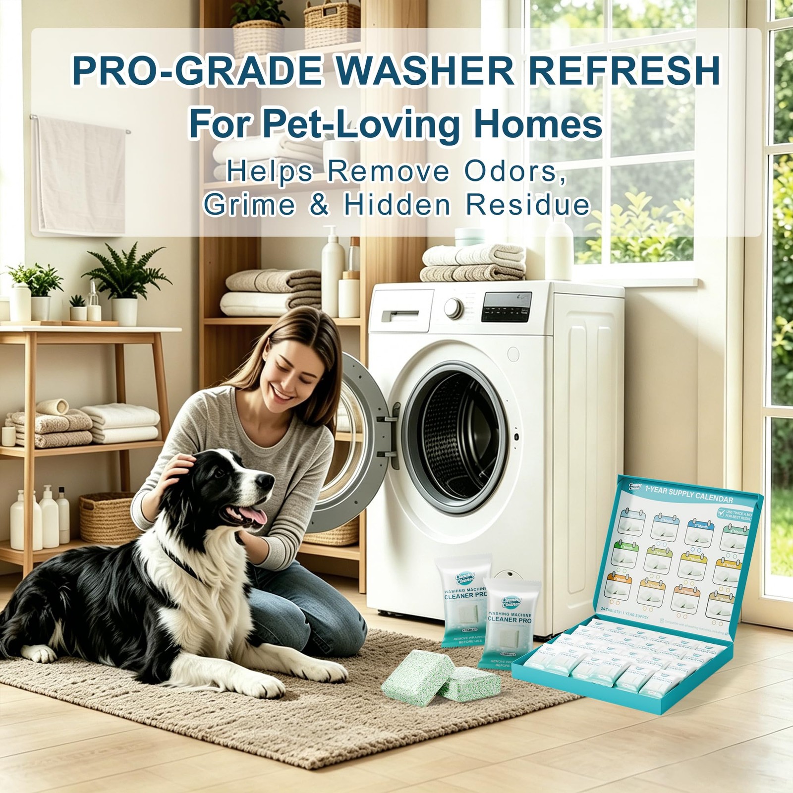 Cleaning-Cleaner Washing Machine Cleaner 1 Count (Pack of 24), White & Green