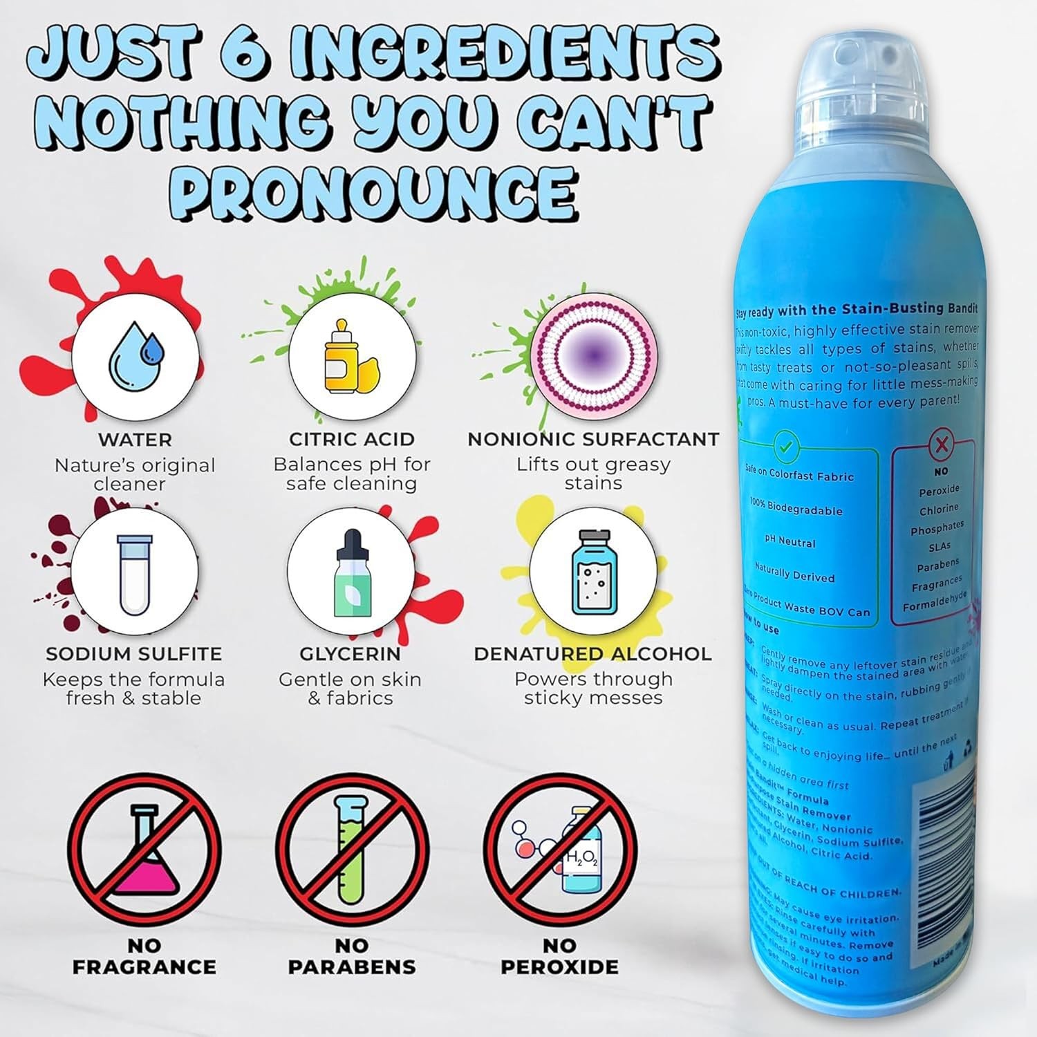 Stain Remover Spray | Non-Toxic Stain Remover Family Safe Formula | Bag-On-Valve