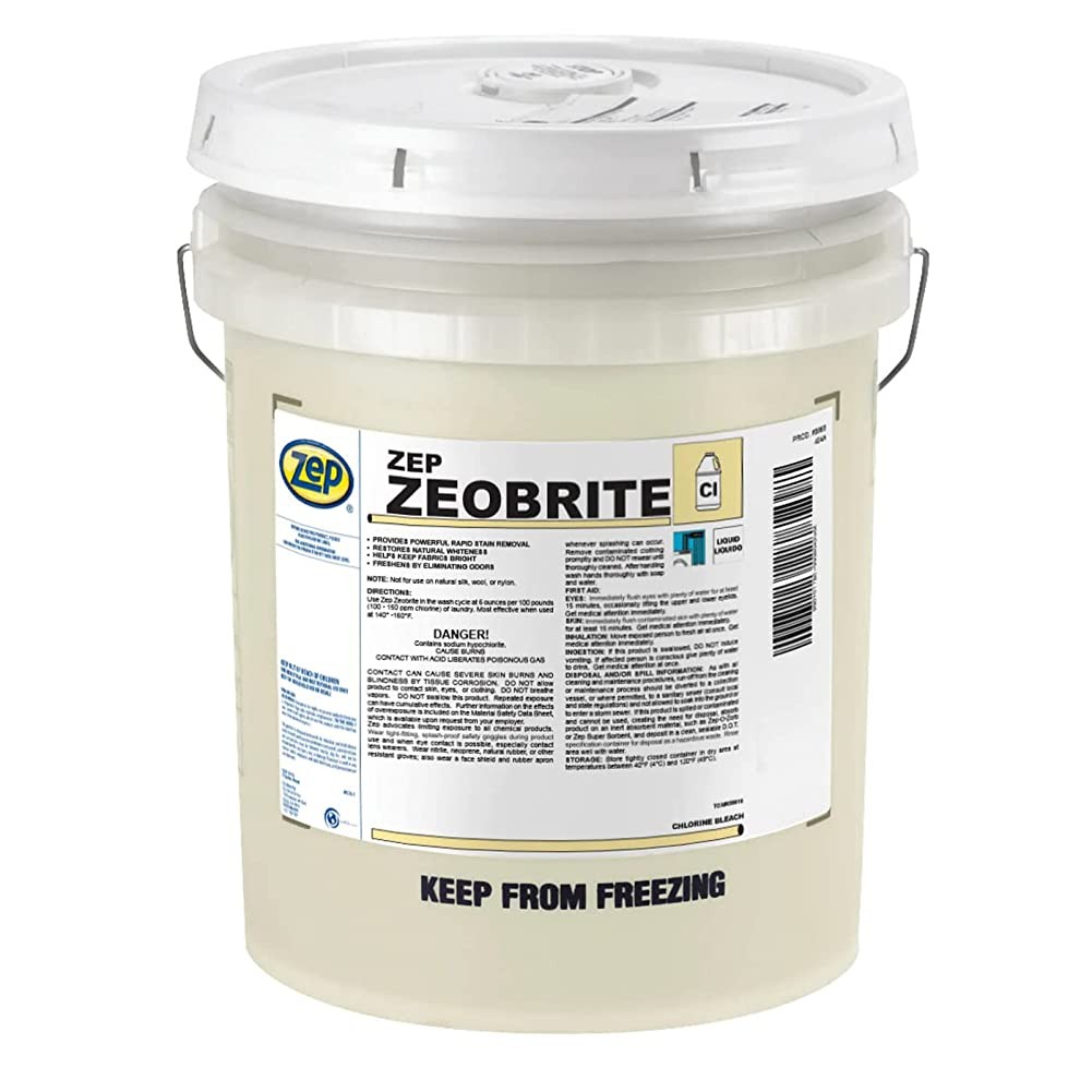 Zep ZEOBRITE Liquid Chlorine Bleach – 5 Gallon (1 Pail) 86835 – Concentrated