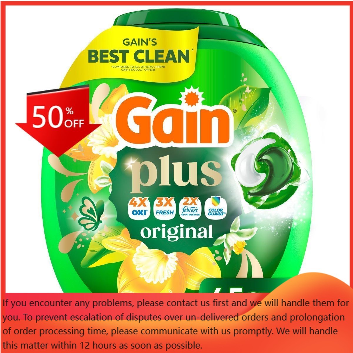 Gain Original Super Flings Plus Laundry Detergents – 45ct
