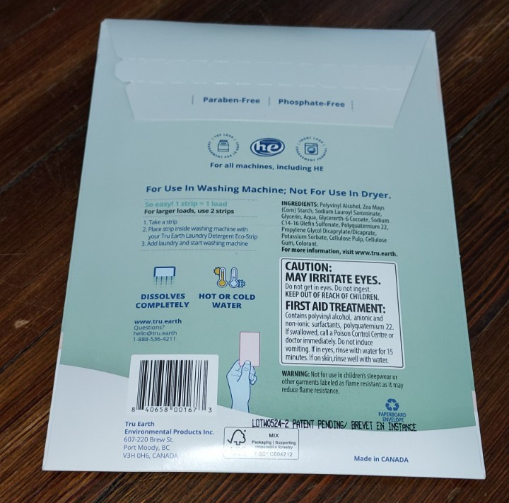 Tru Earth Fabric Softener Eco Strips Fragrance Free Unscented Fragrance-Free
