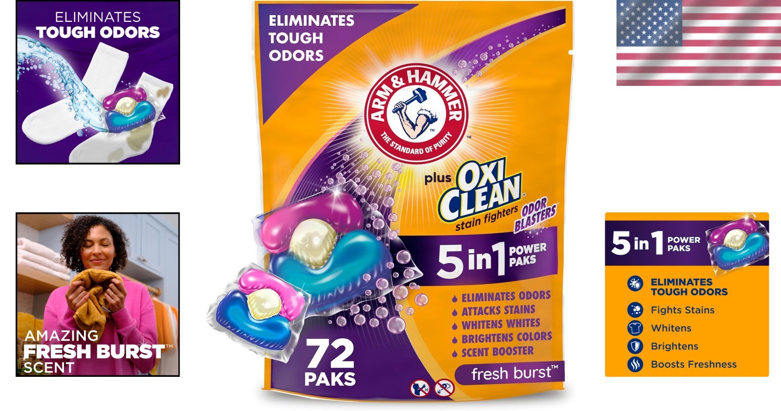Fresh Burst Plus OxiClean 5-IN-1 Power Paks – Ultimate Laundry Solution