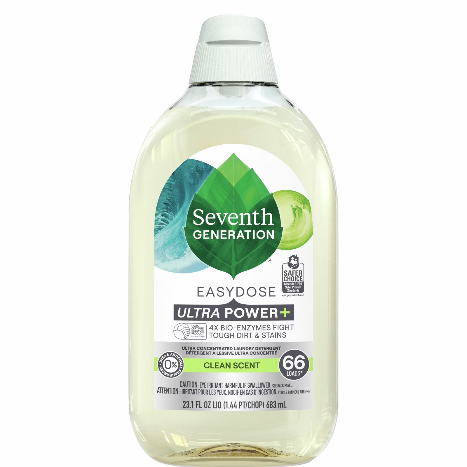 Power+ Concentrated Liquid Laundry Detergent, Fresh Clean, 23 fl oz, 66 Loads