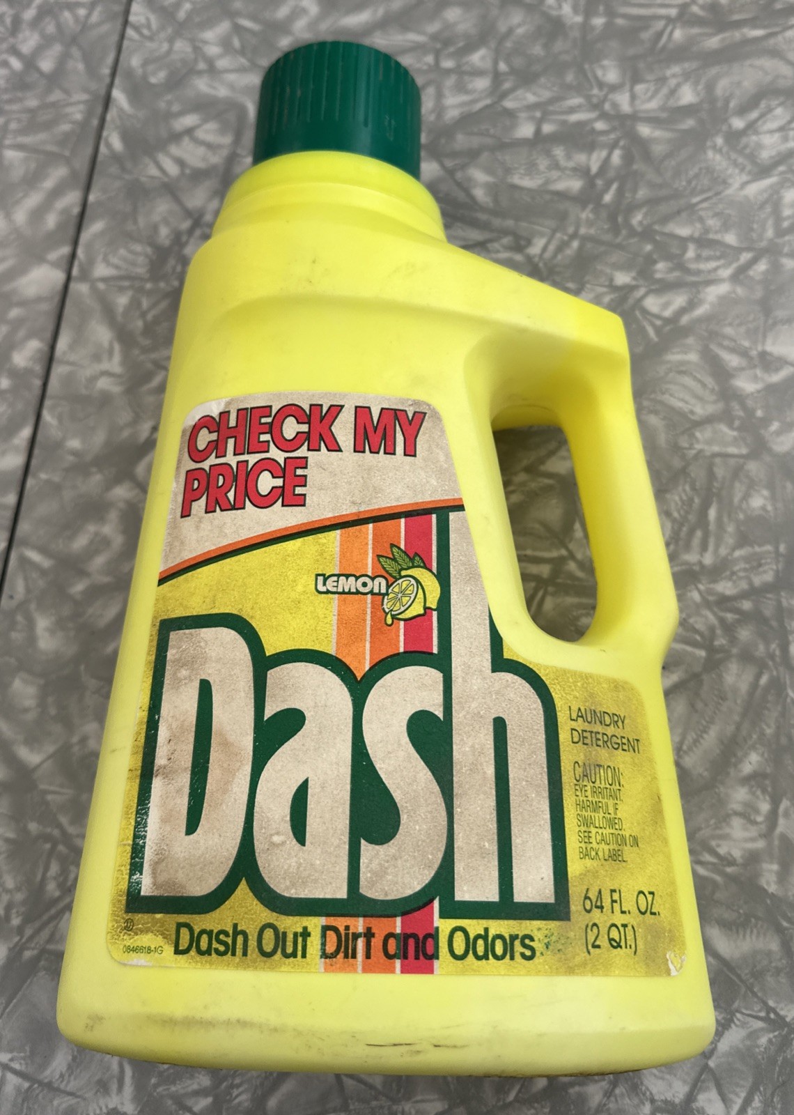 Lemon Dash Fights Dirt & Odors Laundry Detergent Empty 64 Fl Oz. 1989