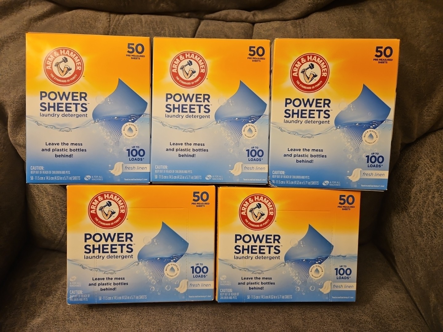 (5-Pack) Arm & Hammer Fresh Linen Scent Power Laundry Detergent Sheets 50 count
