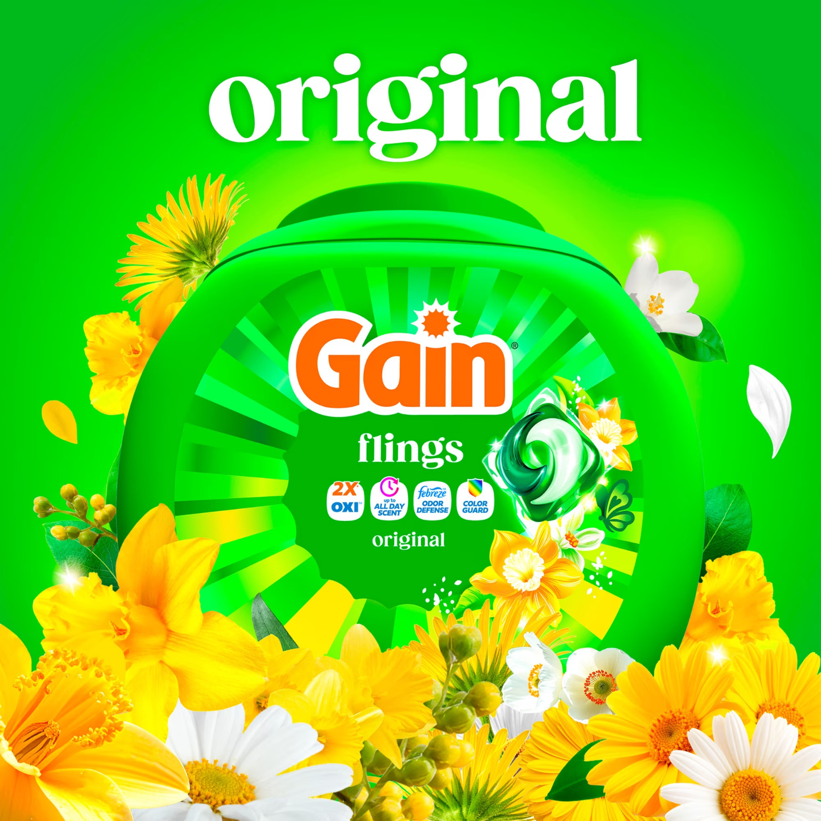 Gain Flings 4-in-1 Oxi Boost Laundry Pacs 60 Ct 3-Pack Fast Ship USA