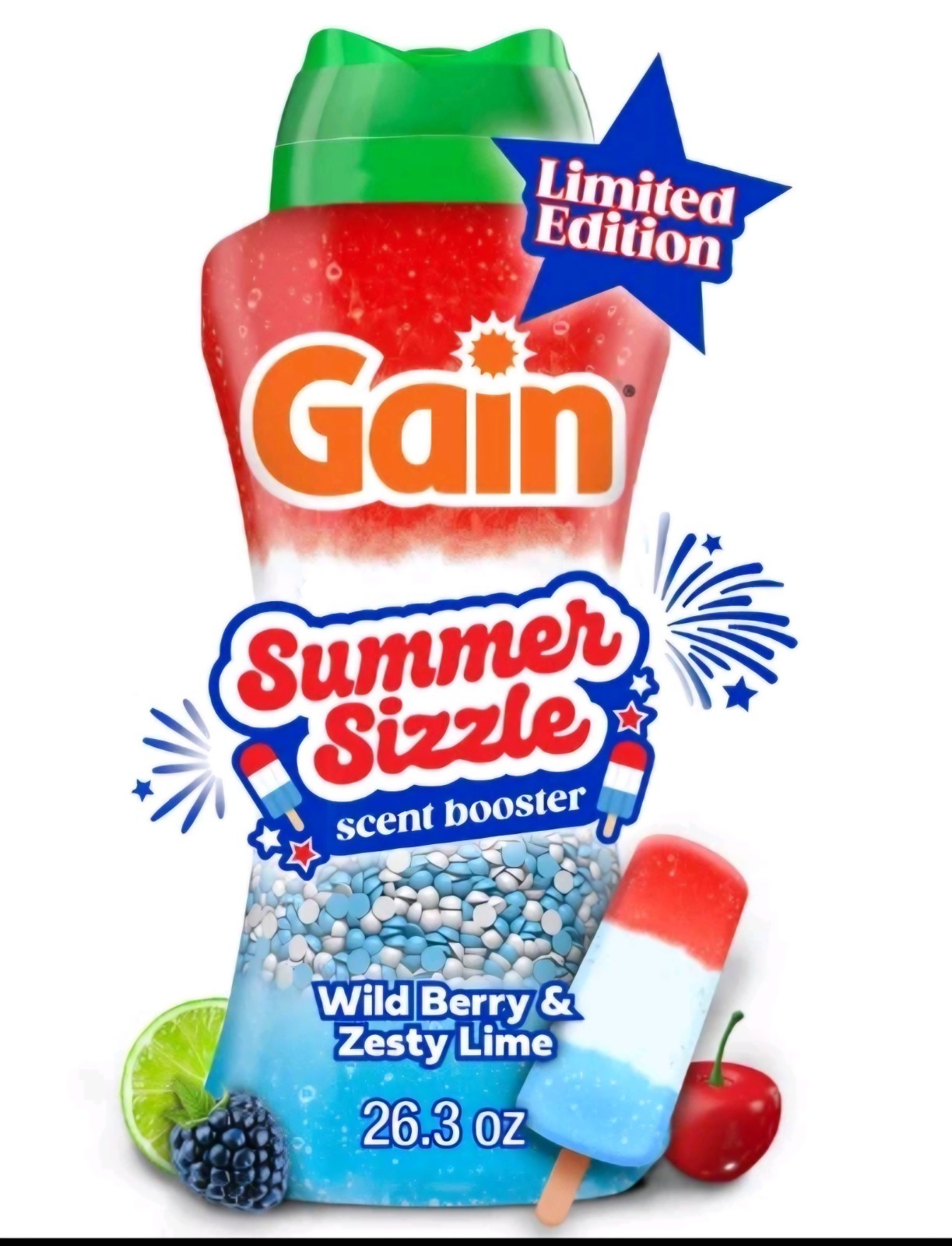 Gain Summer Sizzle In-Wash Scent Booster Beads 26.3 oz Wild Berry & Zesty Lime