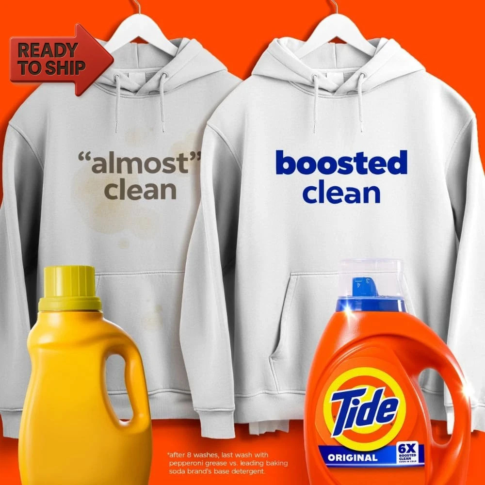 Tide Laundry Detergent Liquid, Original Scent, 64 Loads, 80 FL OZ, Works on 100%
