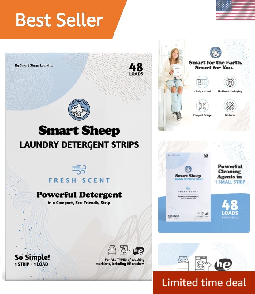 Laundry Strips – 48 Loads – Detergent Strips for Sensitive Skin – Eco Friendl…