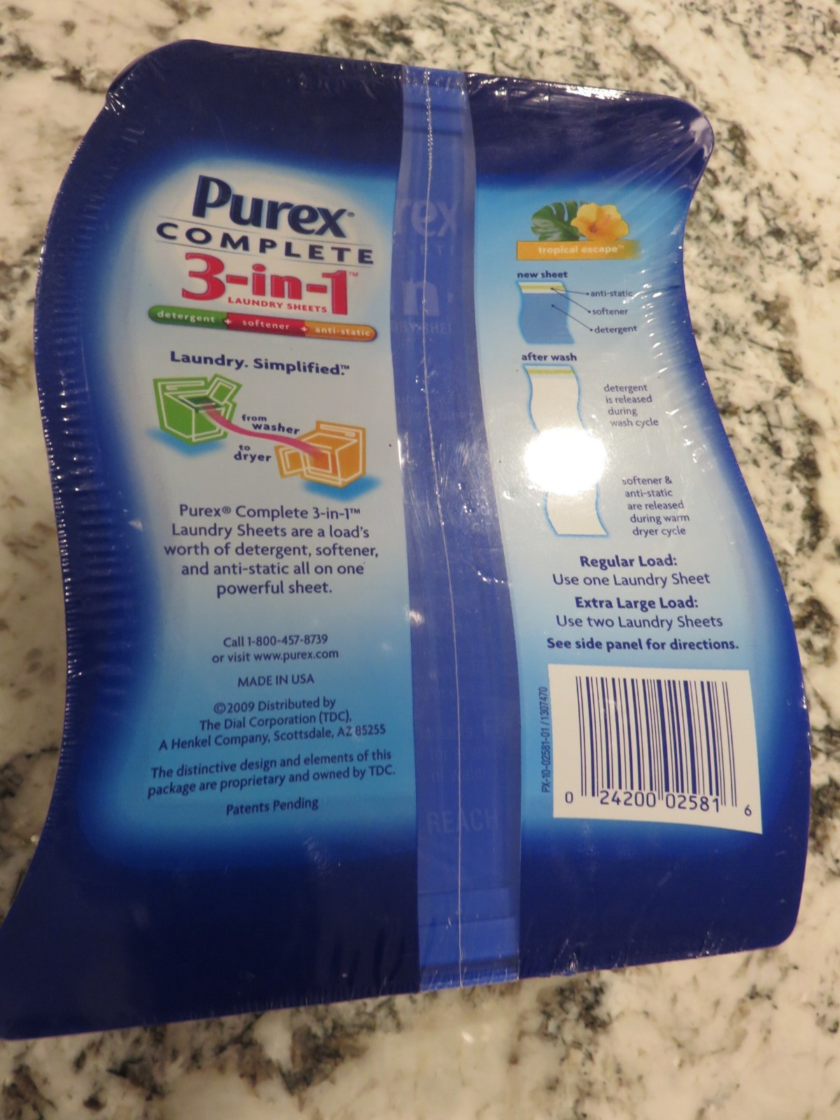 DISCONTINUED Purex Complete 3-in-1 Laundry Sheets Detergent Softener Tropical