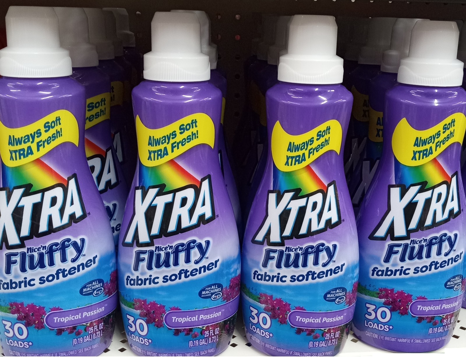 4 Pack- XTRA Tropical Passion Nice N Fluffy Fabric Softener 25 Fl. Oz. (Each)
