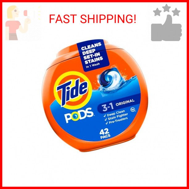 Tide PODS Laundry Detergent Pacs, 3-in-1 Stain Remover, Odor Fighter, Color Prot