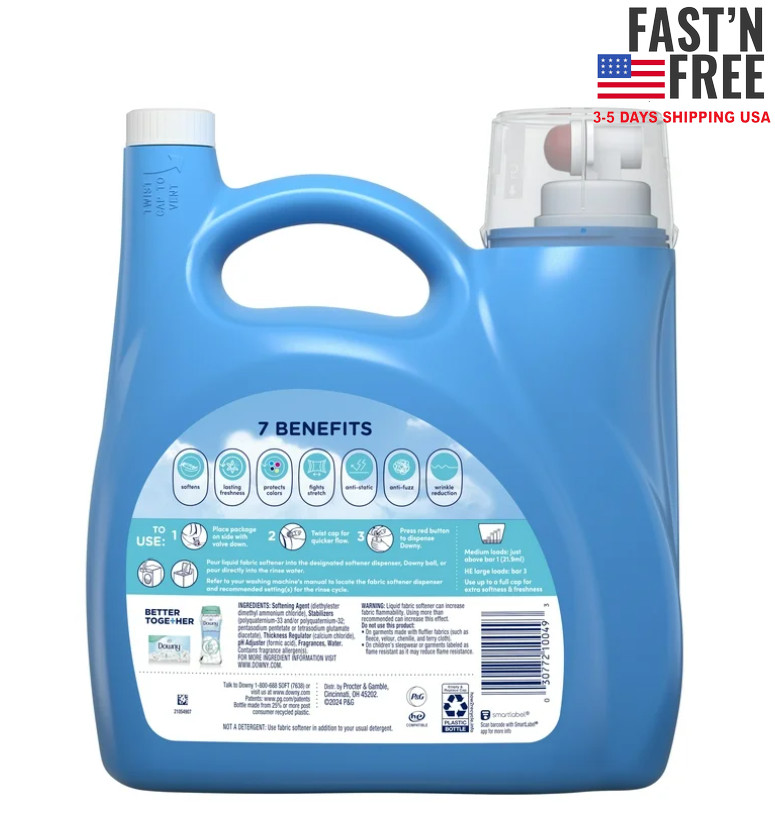 Downy Liquid Laundry Fabric Softener and Conditioner, 140 fl oz, 190 Loads