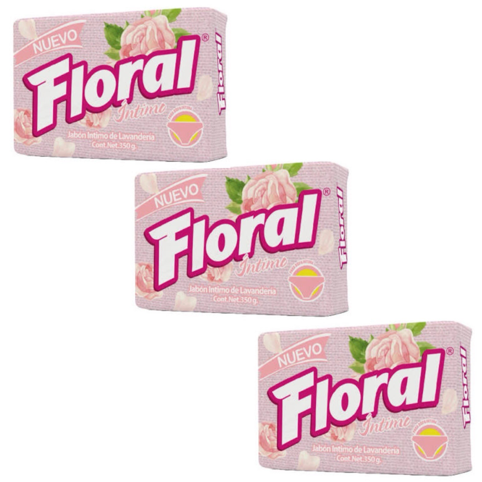 3X FLORAL ÍNTIMO para ropa interior 🇲🇽 Bar Laundry Soap, 350g, 3 Pack
