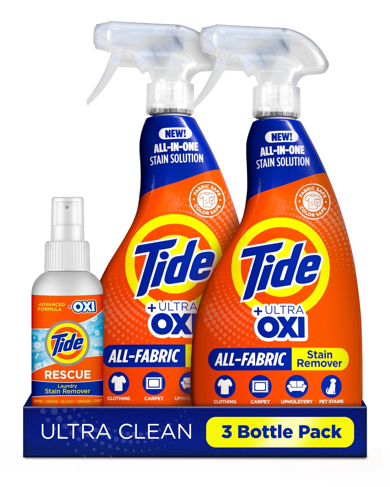 Tide Laundry Stain Remover Spray with 15.67 Fl Oz (Pack of 3), Orange, Blue