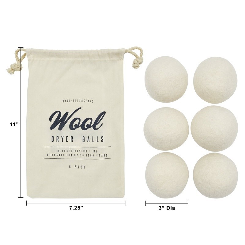 Wool Dryer Balls Chemical Free Natural Alternative to Dryer Sheets 6 Pack New