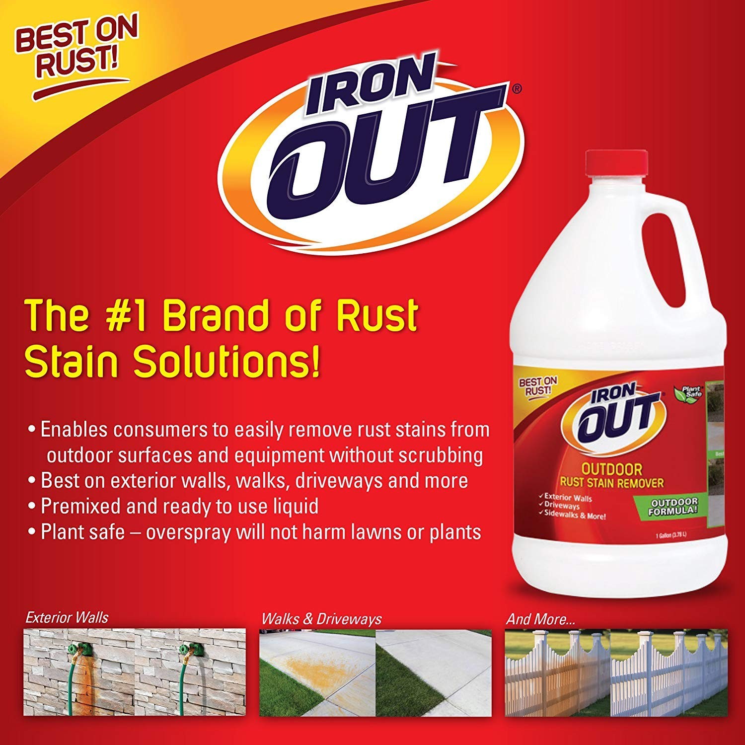 Iron OUT Liquid Rust Stain Remover, Pre-mixed, 128 Fl Oz (Pack of 2), White