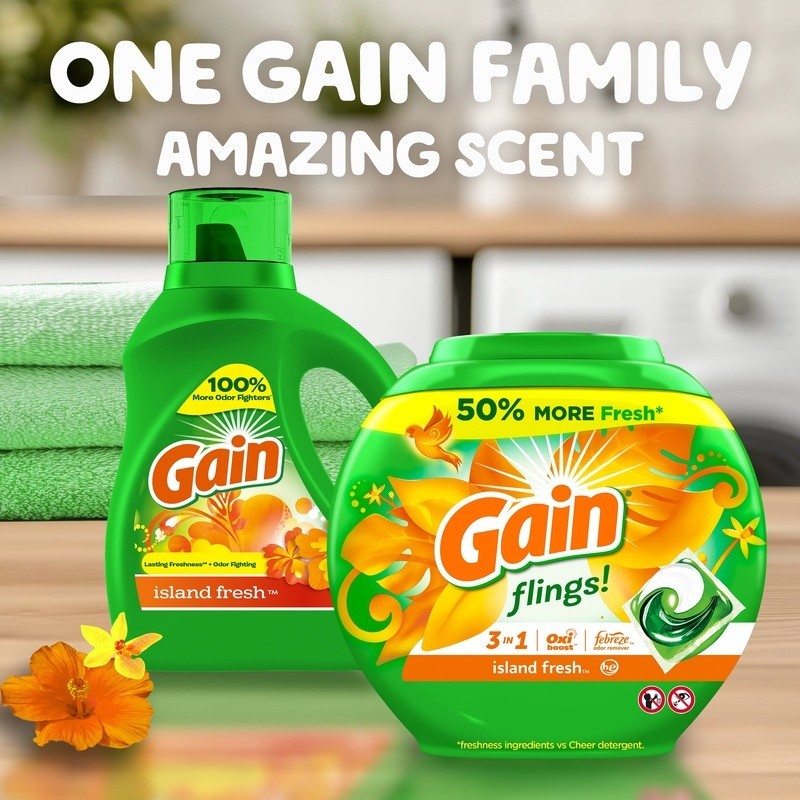 Island Fresh Laundry Detergent 154 fl oz Odor Fighting HE Compatible 107 Loads