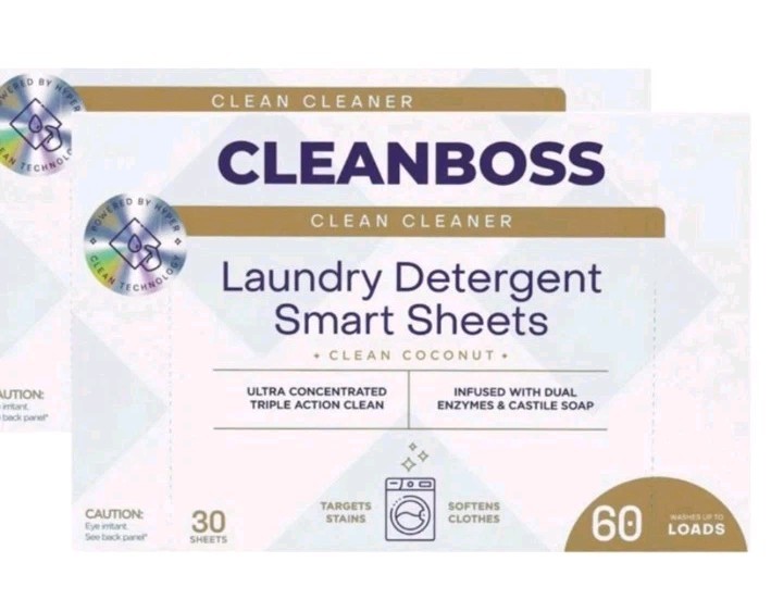 Clean Boss 2pk Powerful Laundry Smart Sheets: Up to 120 Loads-Coconut
