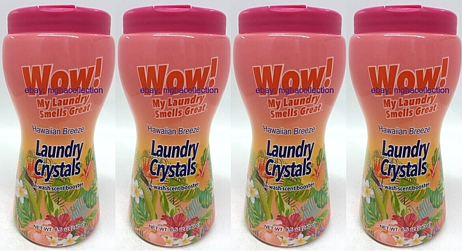 Lot of 4 In Wash Scent Booster Hawaiian Breeze Scent Safe on Colors Total=34 oz