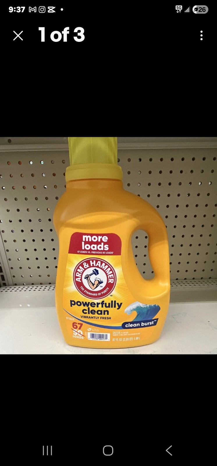 Arm & Hammer Powerfully Clean Vibrantly Fresh Liquid Detergent 67 Loads