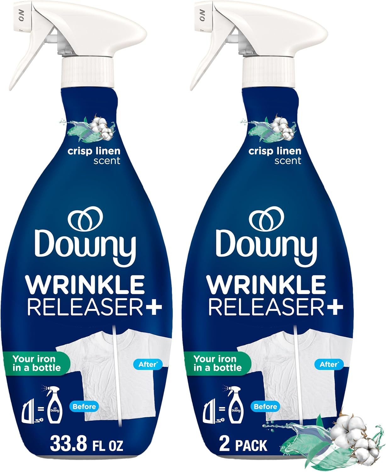 Wrinkle Releaser Spray, Static & Odor Eliminator, Crisp Linen, 33.8oz, 2 Pack