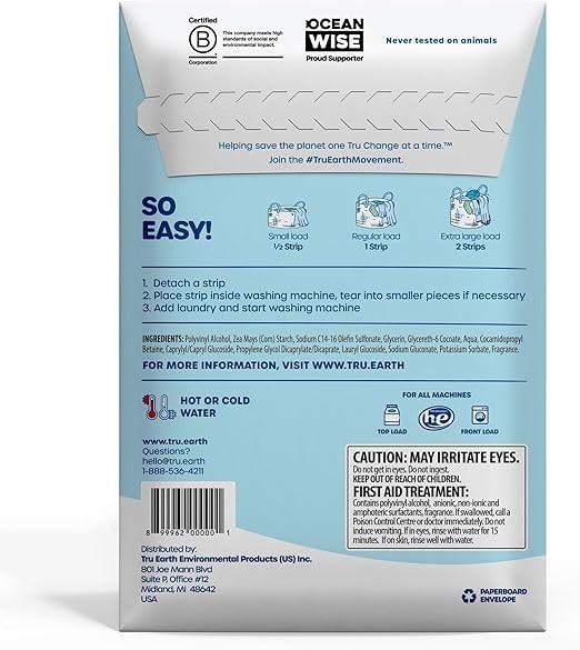 Tru Earth Detergent Laundry Fresh Linen Scent – 32 Count (64 small loads) pack4