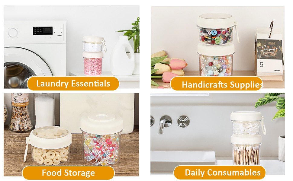 Portable Laundry Detergent Dispenser with Handle, Stackable Laundry Storage