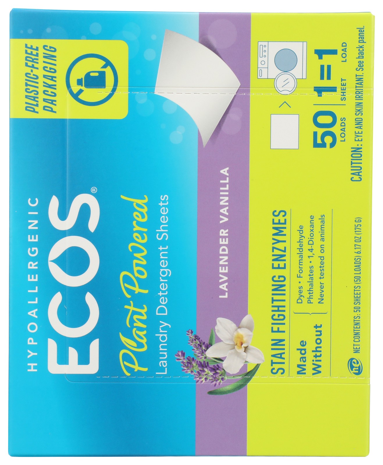 Ecos Laundry Detergent Sheets Lavender & Vanilla Scent 50 Ct 10 Pack