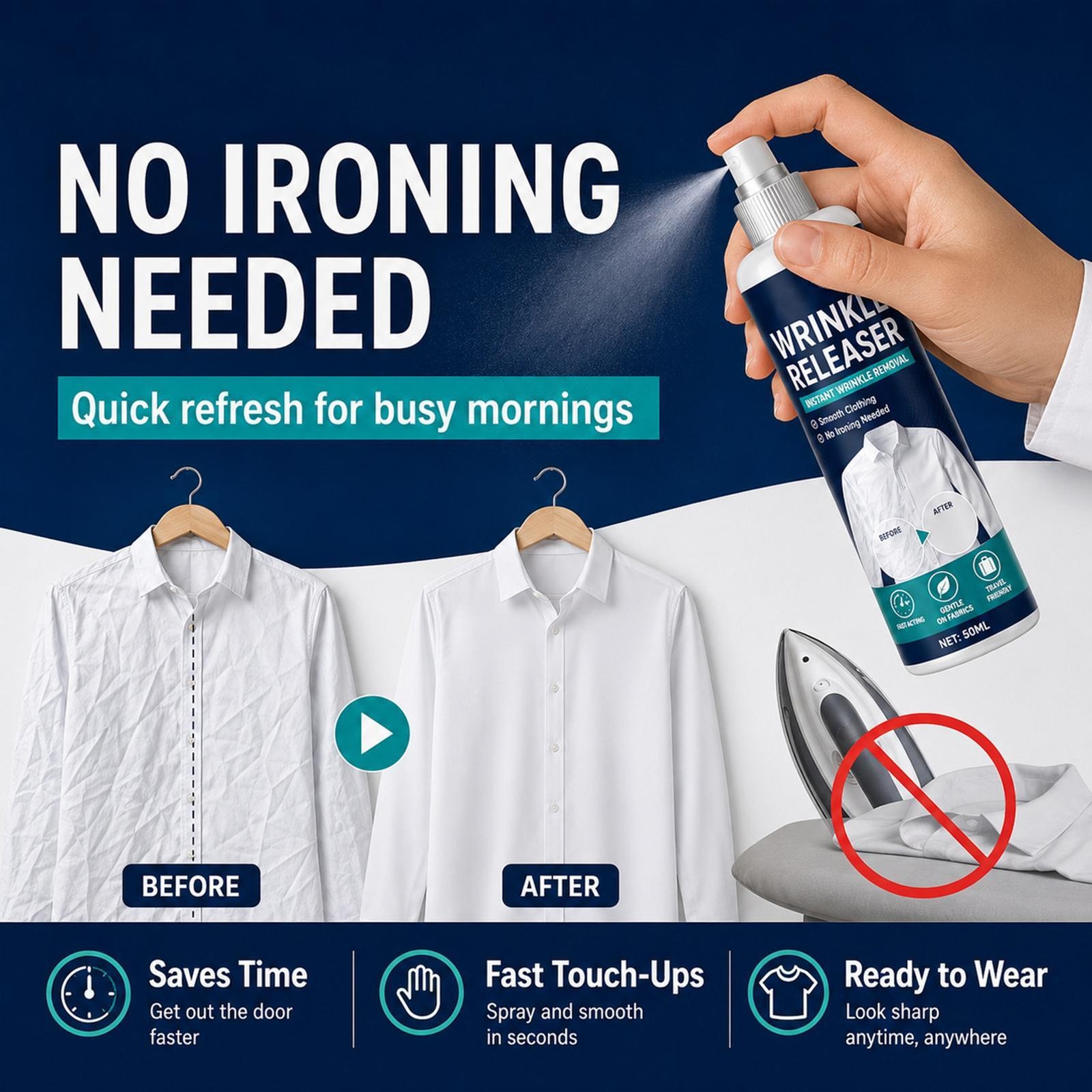 Instant Wrinkle Releaser Spray,Clothes Wrinkle Release Spray,No Iron,Anti Static