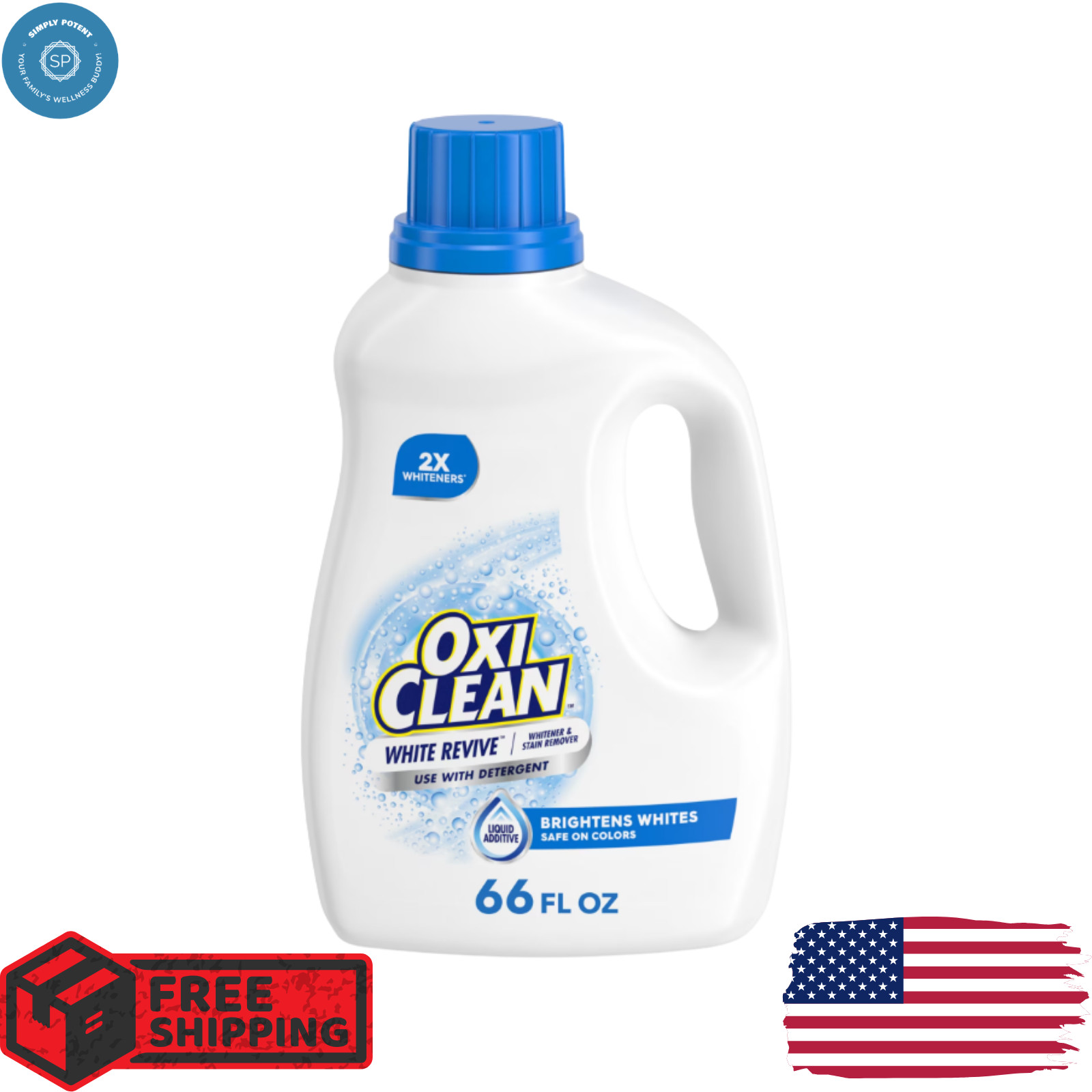 OxiClean White Revive Laundry Whitener and Laundry Stain Remover Liquid,66 fl oz