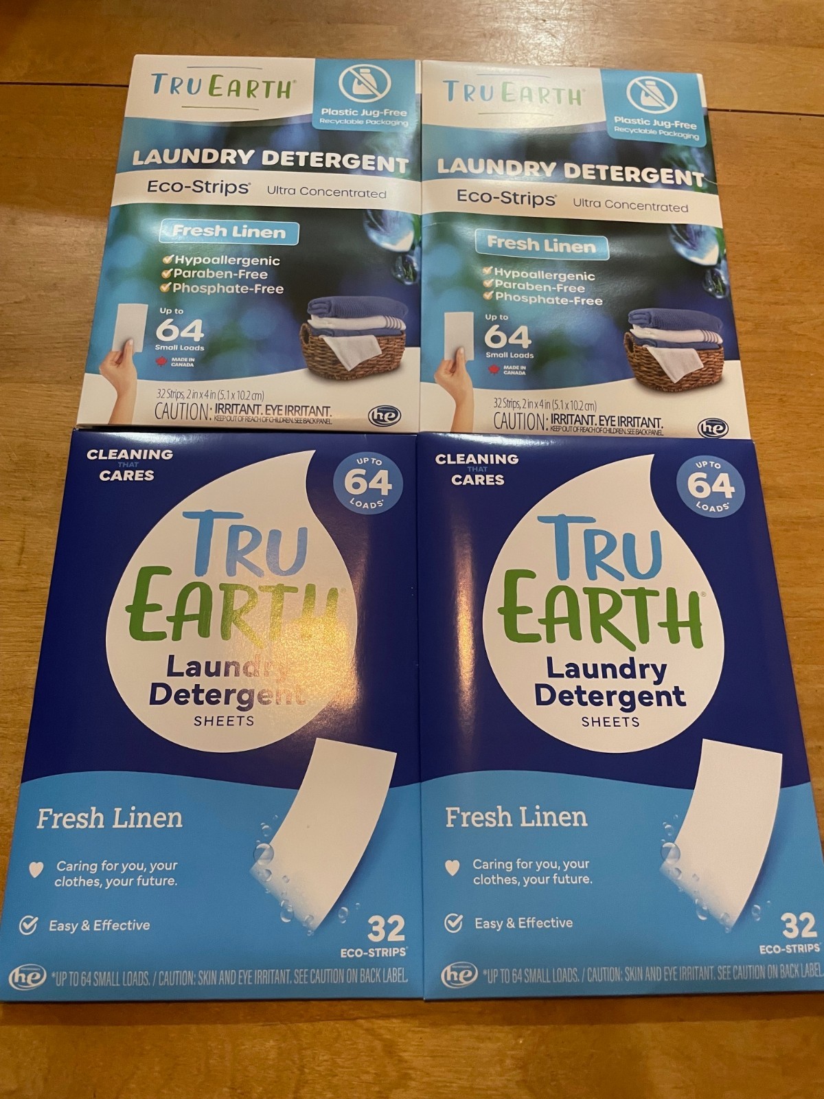 4 Tru Earth Eco-Strips Fresh Linen Laundry Detergent 32 Strips (up to 64 small)