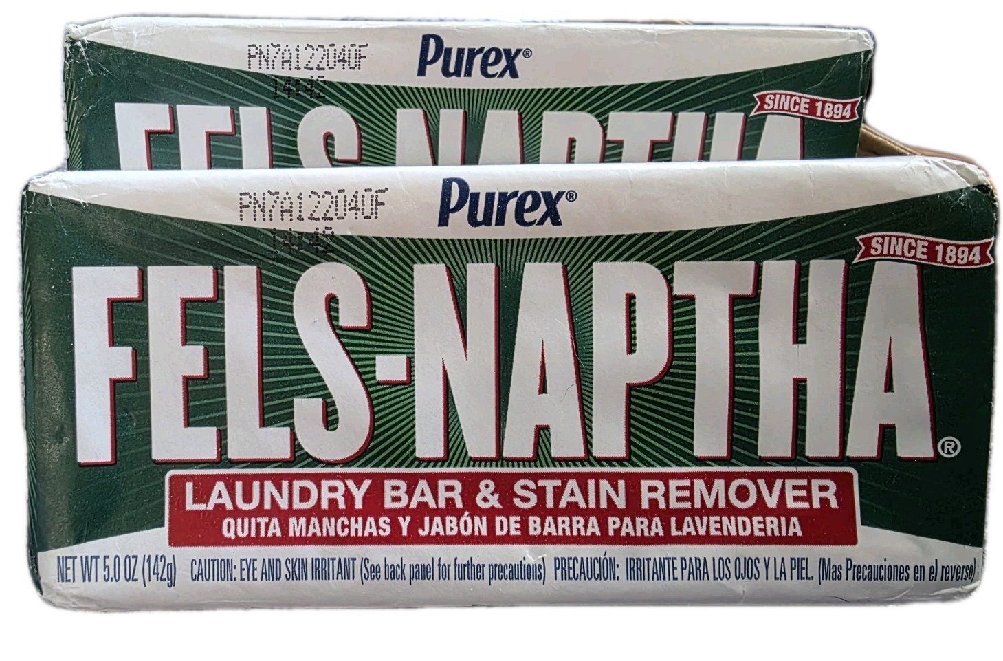 Purex Fels-Naptha Laundry Bar & Stain Remover, 5 Oz., Per Bar, Lot Of 2 Bars