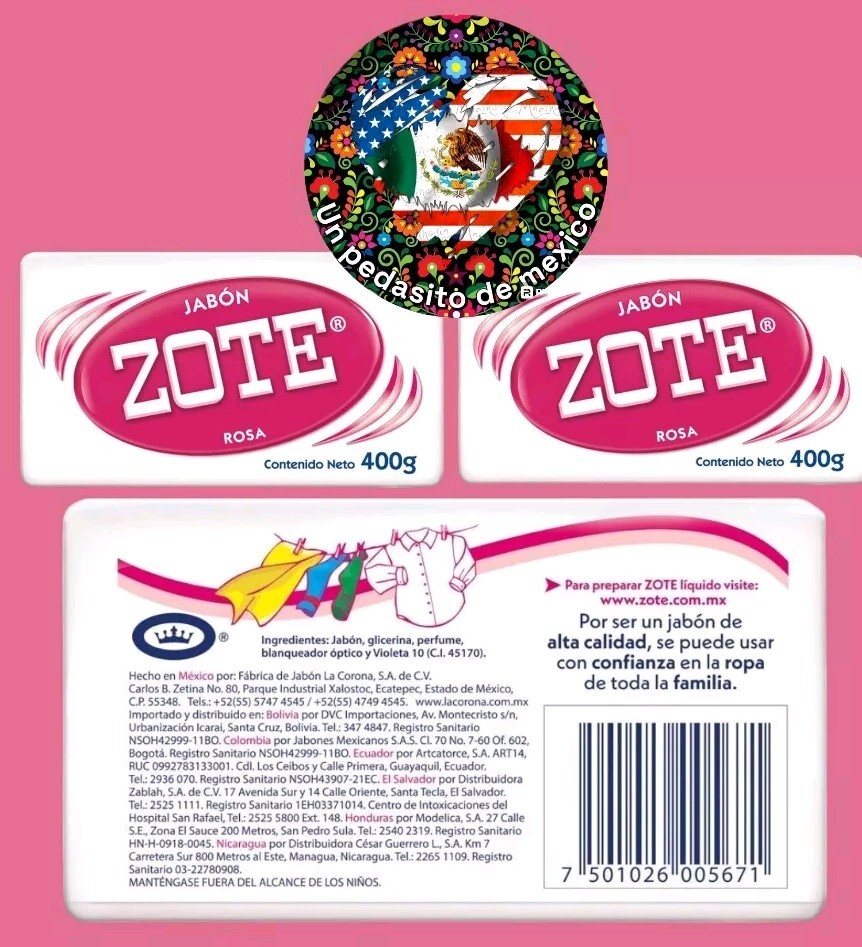 Zote Pink Laundry Soap Washing Clothes 14oz Bars Detergent Kitchen Jabon(6 PACK)