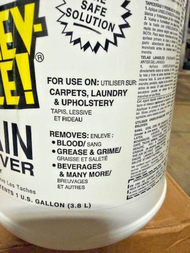 LOT OF 4 x 1GAL, CORE UNBELIEVABLE! Stain Remover Deodorizer (Pack of 4X1 GAL)