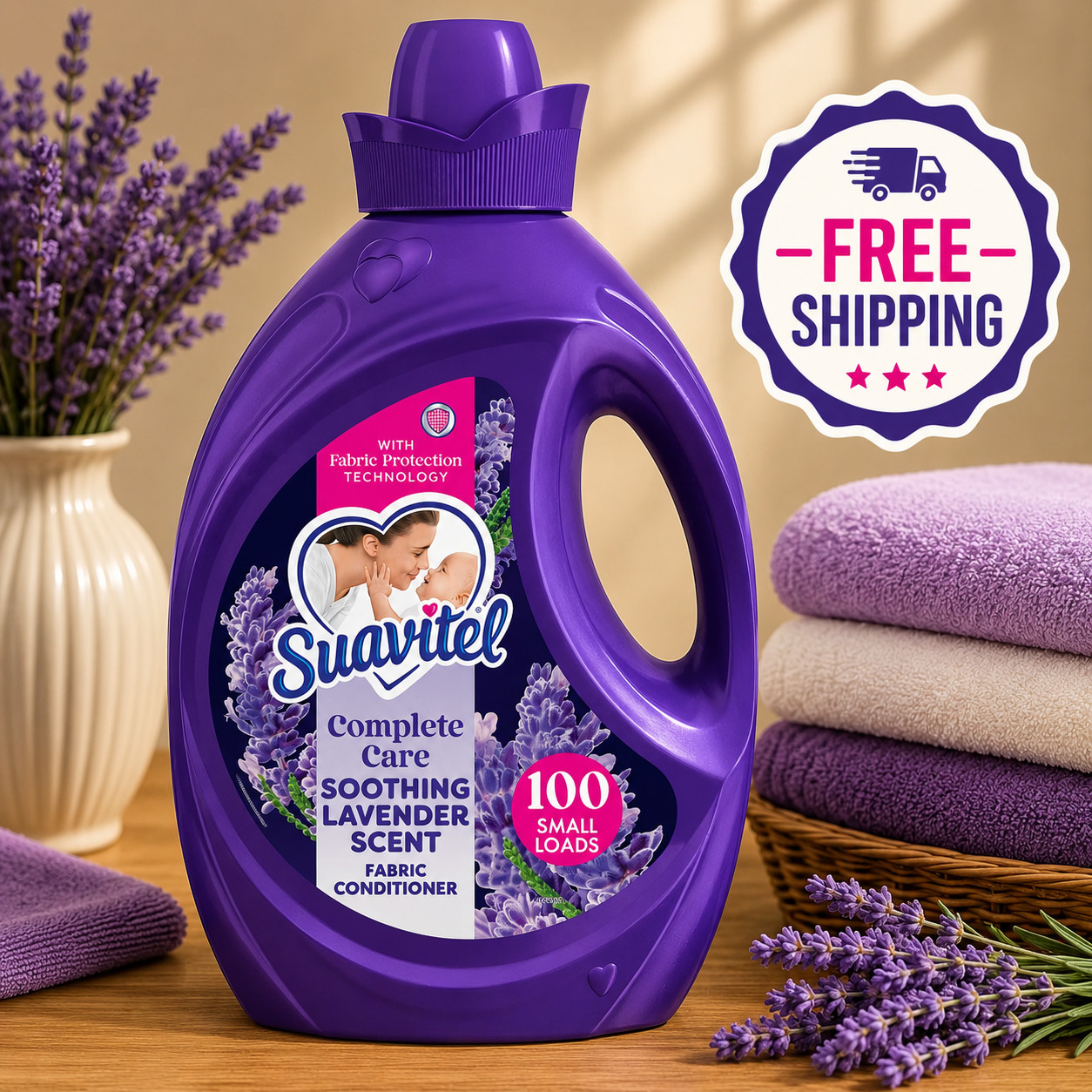 Suavitel Complete Fabric Softener Soothing Lavender 100 fl oz- Free Shipping