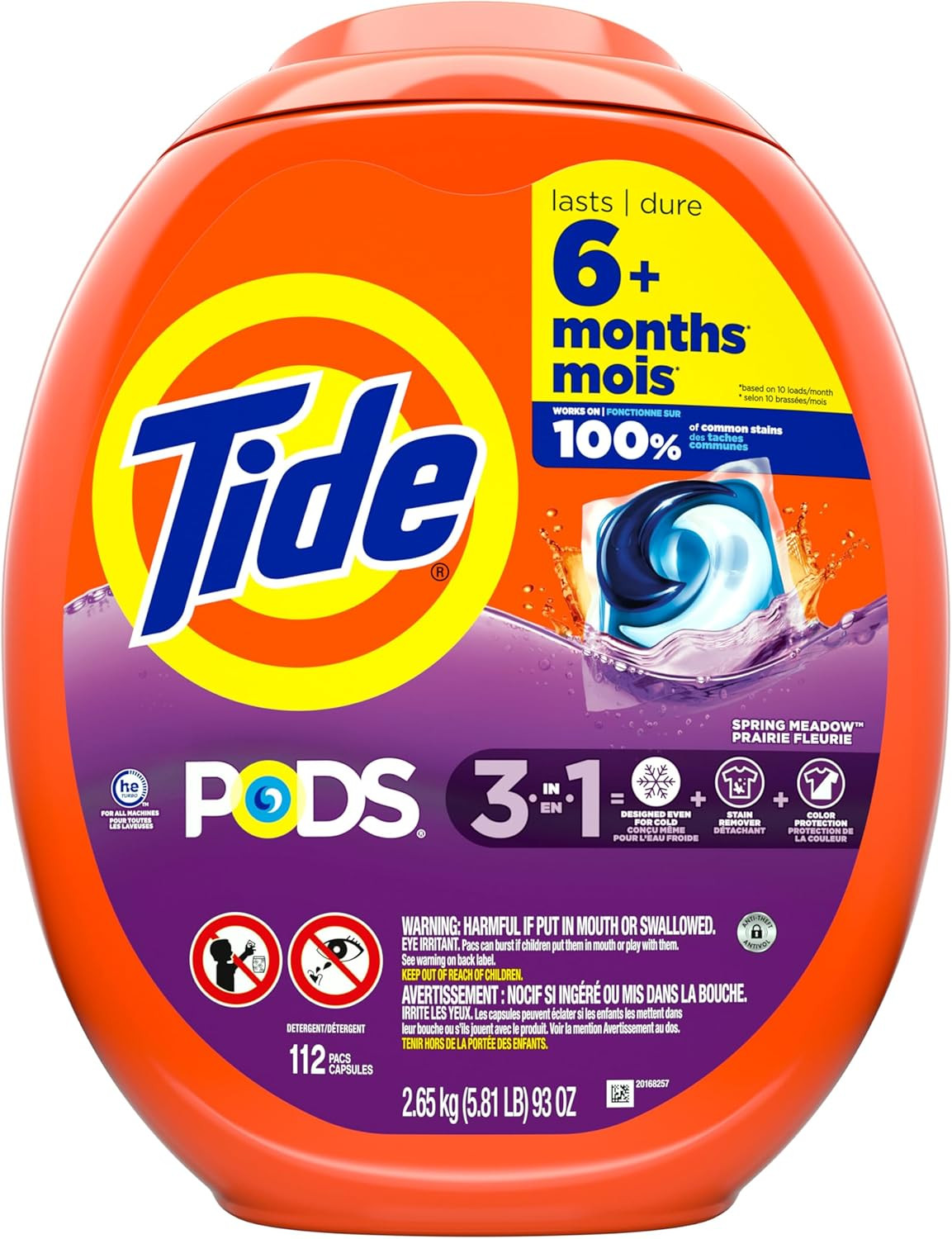 PODS Laundry Detergent Pacs, 3-In-1 Stain Remover, Odor Fighter, Color Protector